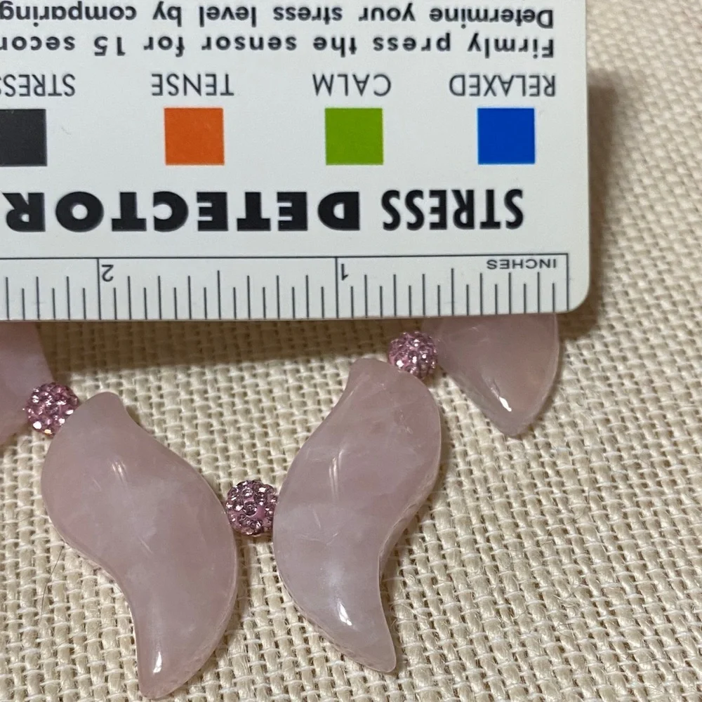 Elegant Artisan Natural Rose Quartz & Pomegranate Jade gemstone 17” Necklace